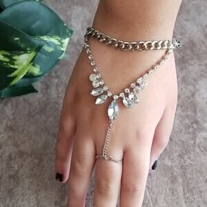 ISC silver toned rhinestone glove bracelet